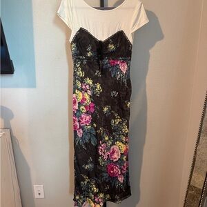 Anthropologie Black Floral Midi Dress